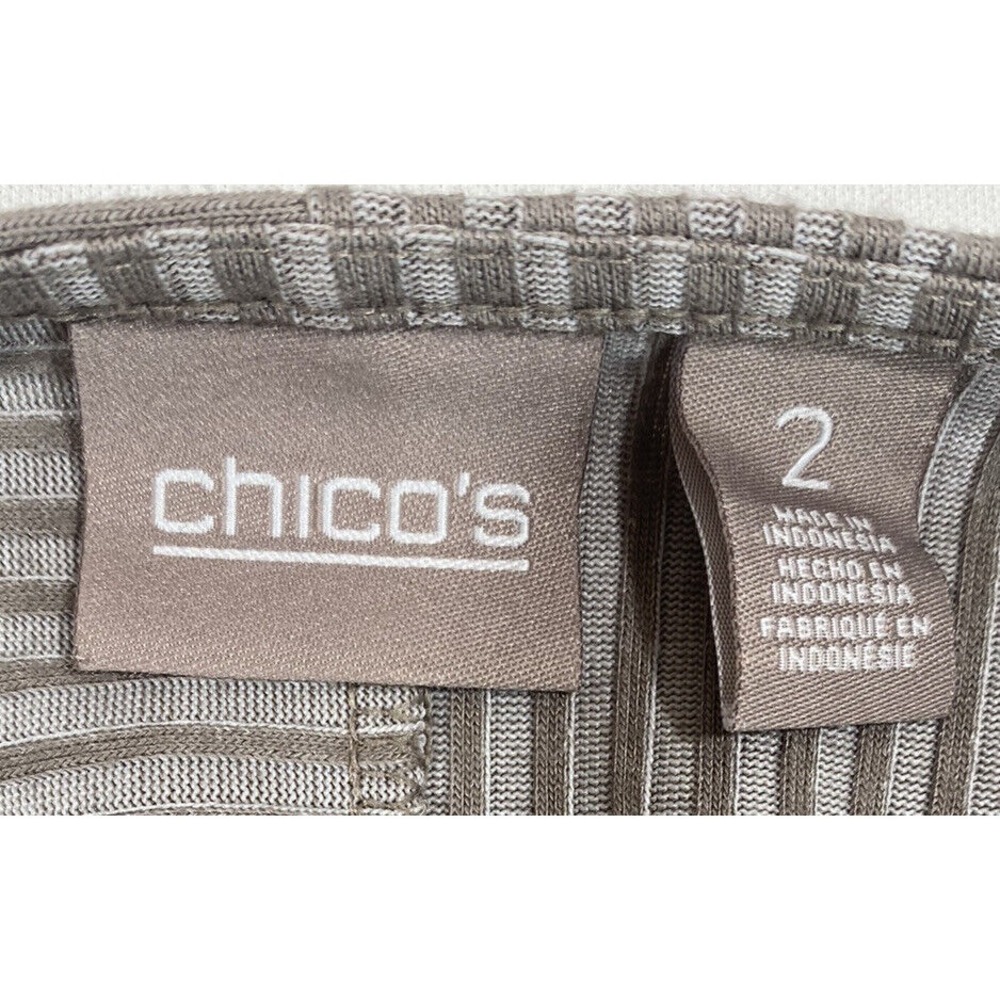 Chicos Womens Textured Stripe Top Size‎ 2 Scoop Neck - Picture 11 of 12